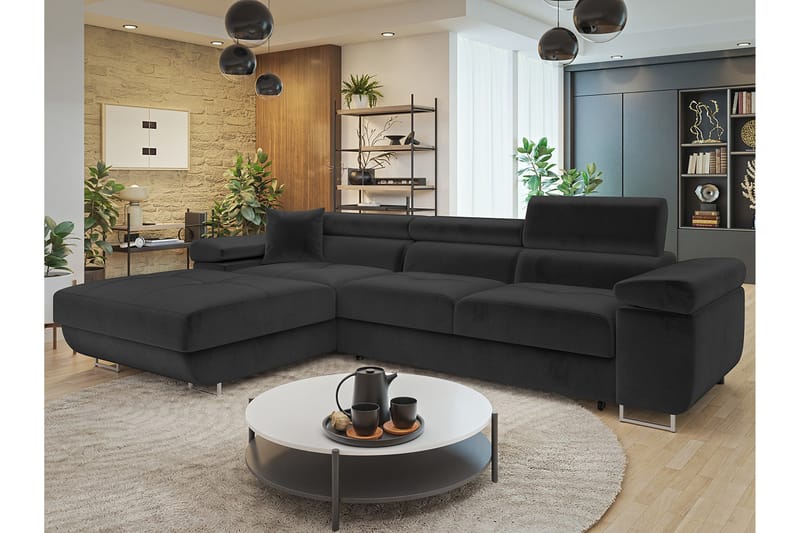 Gabina Sofa med Divan 3-seter - Svart - Møbler - Sofaer - Sofa med sjeselong