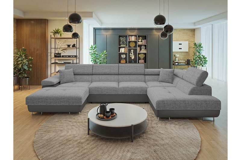 Gabina Sofa med Divan og Sjeselong 4-seter - Beige/Grå - Møbler - Sofaer - U-sofa