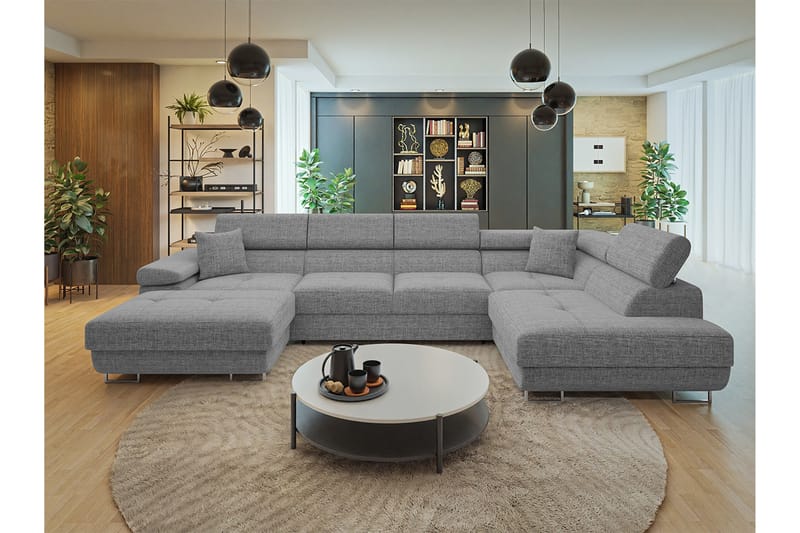 Gabina Sofa med Divan og Sjeselong 4-seter - Grå - Møbler - Sofaer - U-sofa