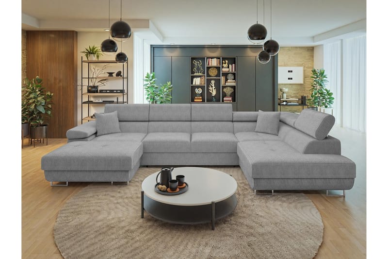 Gabina Sofa med Divan og Sjeselong 4-seter - Lys grå - Møbler - Sofaer - U-sofa