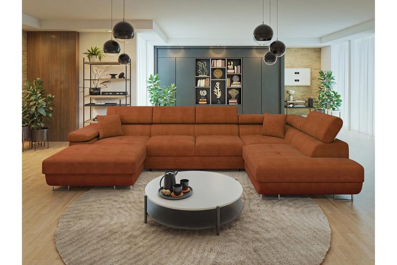 Gabina Sofa med Divan og Sjeselong 4-seter - Oransje - Møbler - Sofaer - U-sofa