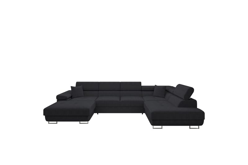 Gabina Sofa med Divan og Sjeselong 4-seter - Svart - Møbler - Sofaer - U-sofa