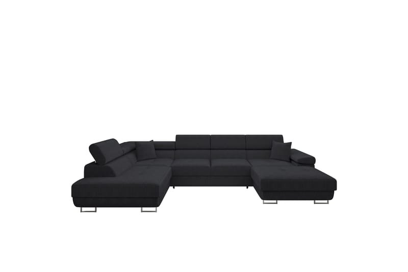 Gabina Sofa med Divan og Sjeselong 4-seter - Svart - Møbler - Sofaer - U-sofa