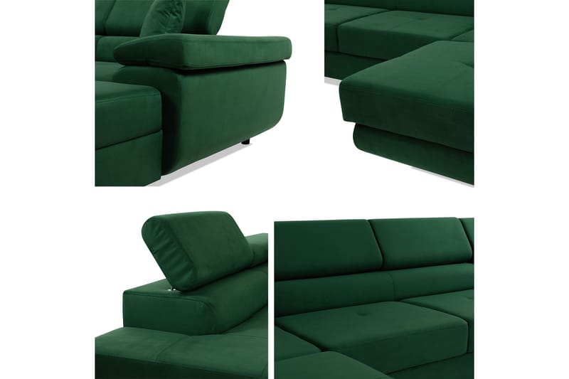 Gabina Sofa med Divan og Sjeselong 4-seter - Svart/Grå - Møbler - Sofaer - U-sofa