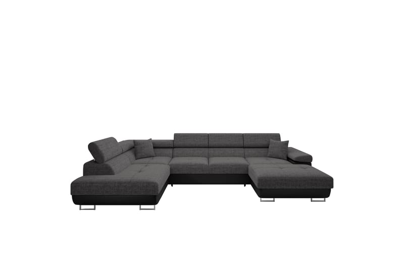 Gabina Sofa med Divan og Sjeselong 4-seter - Svart/Grå - Møbler - Sofaer - U-sofa