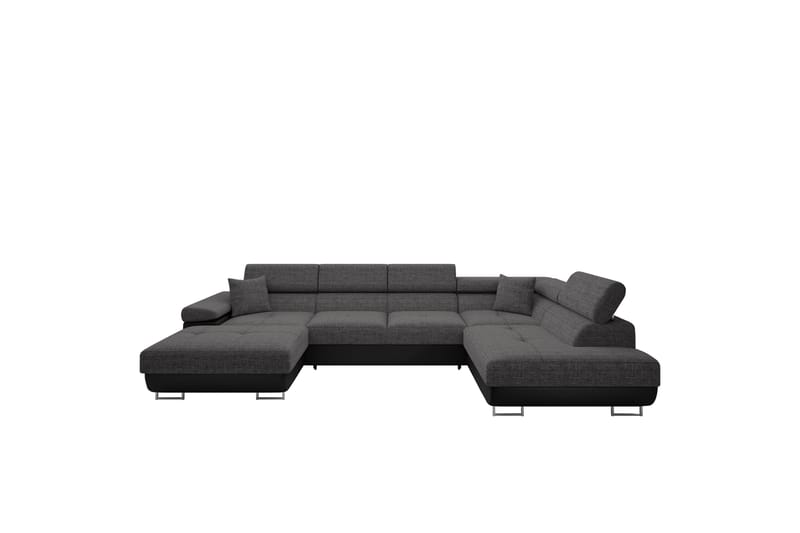 Gabina Sofa med Divan og Sjeselong 4-seter - Svart/Grå - Møbler - Sofaer - U-sofa