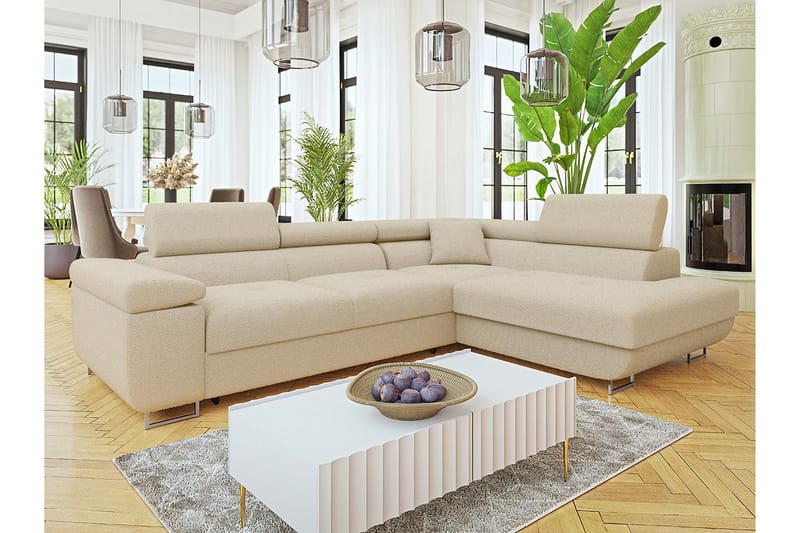 Gabina Sofa med Sjeselong 3-seter - Beige - Møbler - Sofaer - Sofa med sjeselong