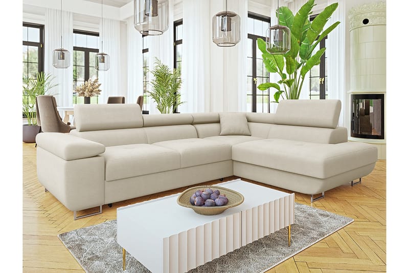 Gabina Sofa med Sjeselong 3-seter - Beige - Møbler - Sofaer - Sofa med sjeselong