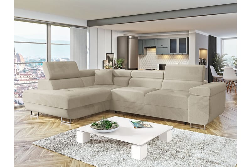 Gabina Sofa med Sjeselong 3-seter - Beige - Møbler - Sofaer - Sofa med sjeselong