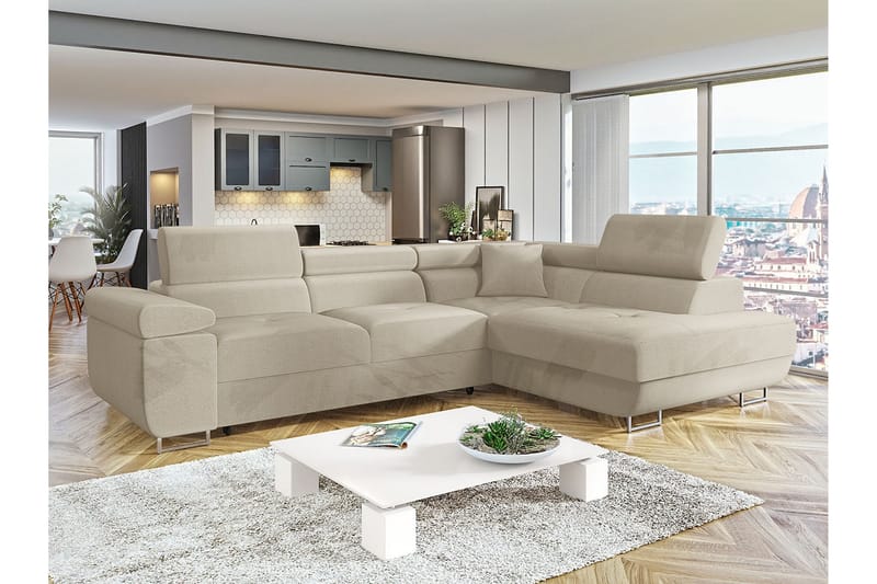 Gabina Sofa med Sjeselong 3-seter - Beige - Møbler - Sofaer - Sofa med sjeselong