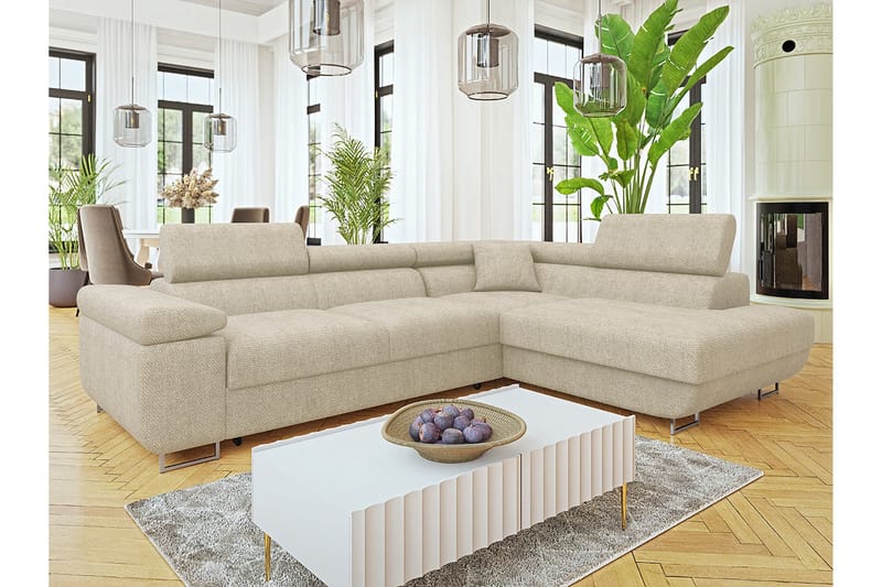 Gabina Sofa med Sjeselong 3-seter - Beige - Møbler - Sofaer - Sofa med sjeselong