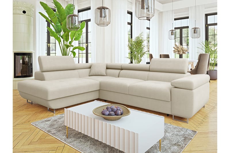 Gabina Sofa med Sjeselong 3-seter - Beige - Møbler - Sofaer - Sofa med sjeselong