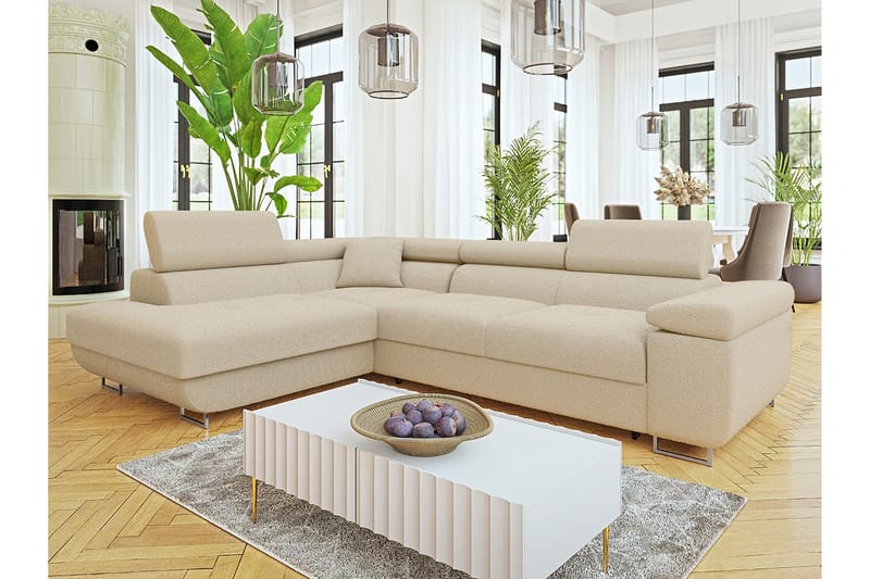 Gabina Sofa med Sjeselong 3-seter - Beige - Møbler - Sofaer - Sofa med sjeselong