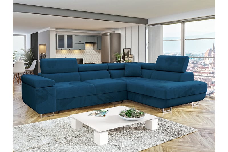 Gabina Sofa med Sjeselong 3-seter - Blå - Møbler - Sofaer - Sofa med sjeselong