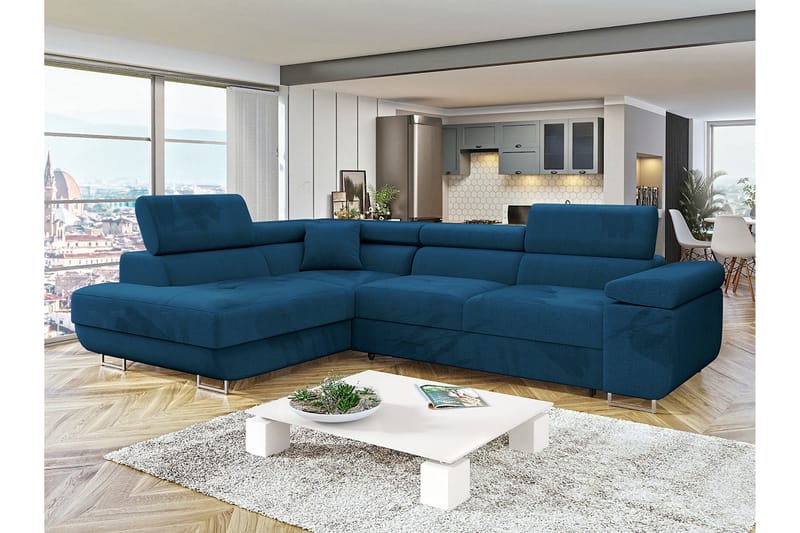 Gabina Sofa med Sjeselong 3-seter - Blå - Møbler - Sofaer - Sofa med sjeselong