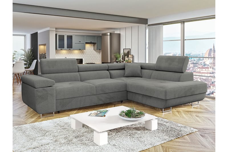 Gabina Sofa med Sjeselong 3-seter - Grå - Møbler - Sofaer - Sofa med sjeselong