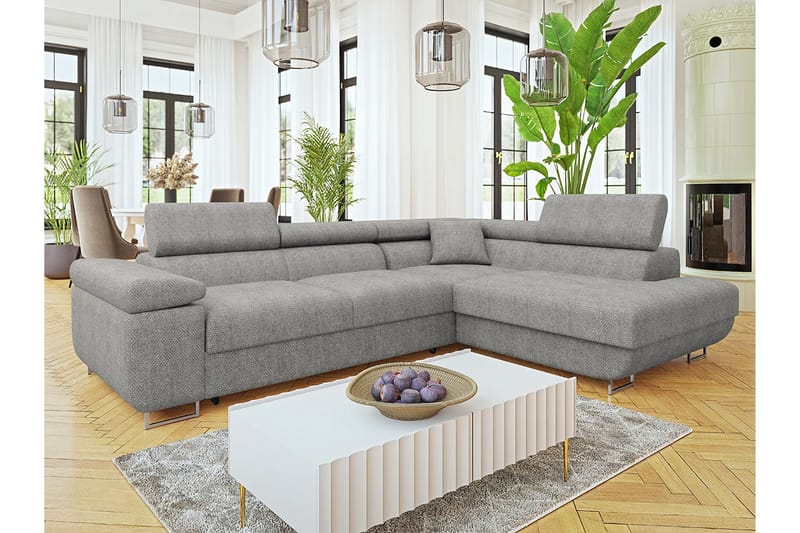 Gabina Sofa med Sjeselong 3-seter - Grå - Møbler - Sofaer - Sofa med sjeselong