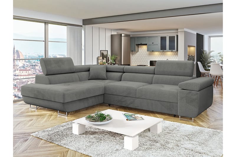 Gabina Sofa med Sjeselong 3-seter - Grå - Møbler - Sofaer - Sofa med sjeselong