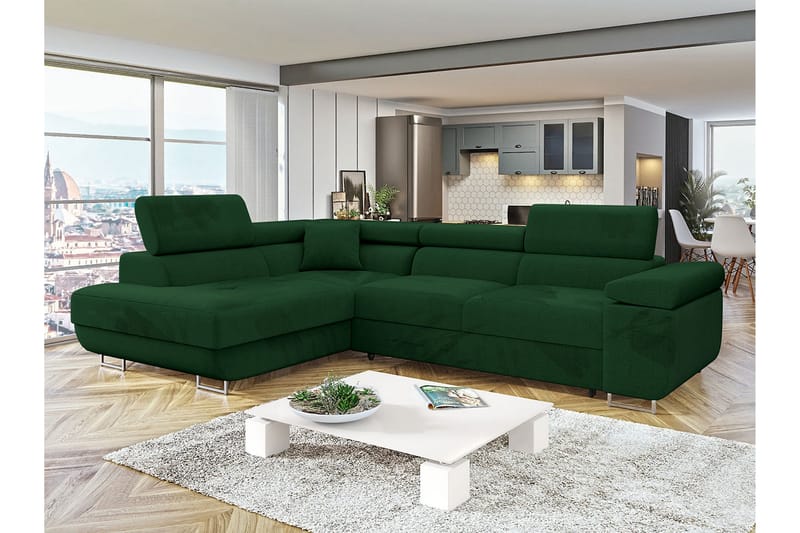 Gabina Sofa med Sjeselong 3-seter - Grønn - Møbler - Sofaer - Sofa med sjeselong