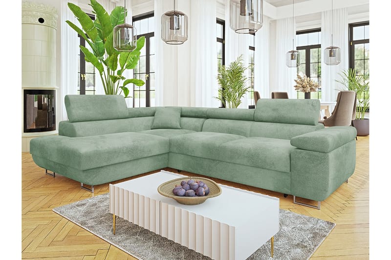 Gabina Sofa med Sjeselong 3-seter - Grønn - Møbler - Sofaer - Sofa med sjeselong