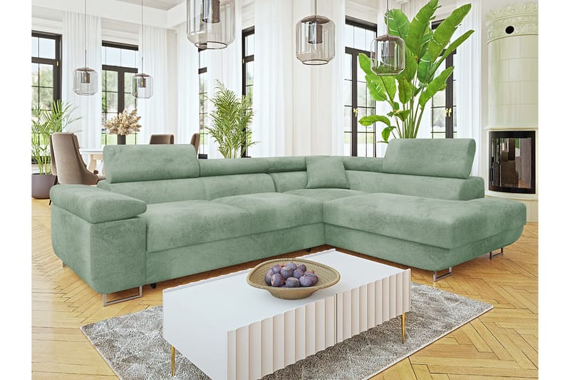 Gabina Sofa med Sjeselong 3-seter - Grønn - Møbler - Sofaer - Sofa med sjeselong