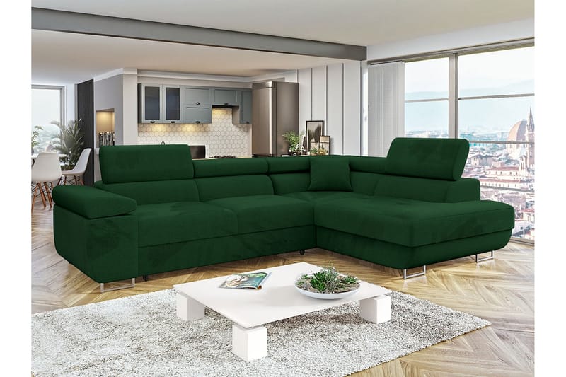 Gabina Sofa med Sjeselong 3-seter - Grønn - Møbler - Sofaer - Sofa med sjeselong