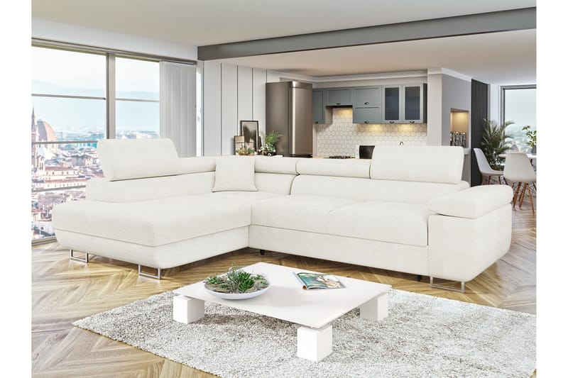 Gabina Sofa med Sjeselong 3-seter - Hvit - Møbler - Sofaer - Sofa med sjeselong