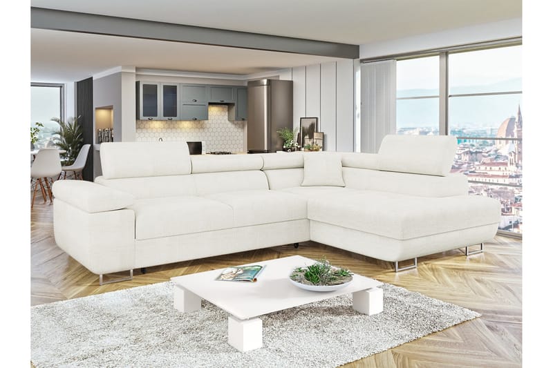 Gabina Sofa med Sjeselong 3-seter - Hvit - Møbler - Sofaer - Sofa med sjeselong