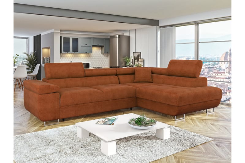 Gabina Sofa med Sjeselong 3-seter - Oransje - Møbler - Sofaer - Sofa med sjeselong