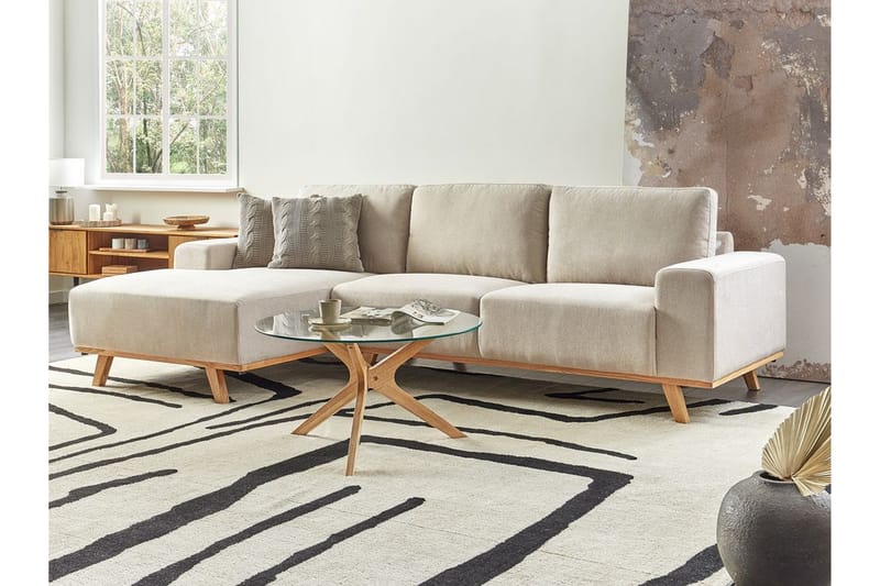 Gaines Hjørnesofa 3-seter - Beige/Lyst tre - Møbler - Sofaer - Hjørnesofa