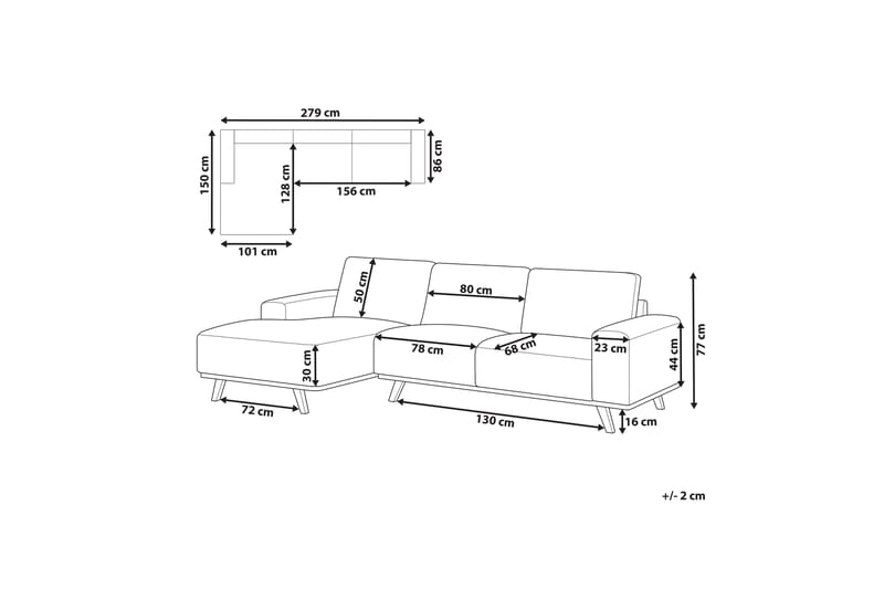 Gaines Hjørnesofa 3-seter - Beige/Lyst tre - Møbler - Sofaer - Hjørnesofa