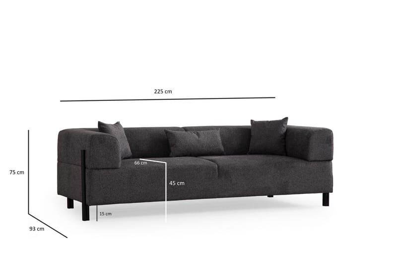 Gio 3-seters Sofa - Antrasitt - Møbler - Sofaer - Sofa 3 seter