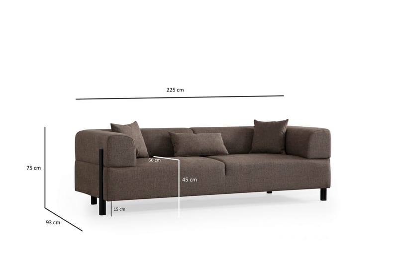 Gio 3-seters Sofa - Brun - Møbler - Sofaer - Sofa 3 seter