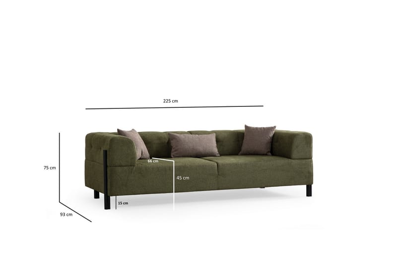 Gio 3-seters Sofa - Grønn - Møbler - Sofaer - Sofa 3 seter