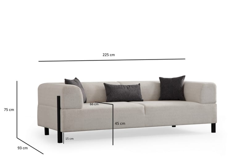 Gio 3-seters Sofa - Hvit - Møbler - Sofaer - Sofa 3 seter