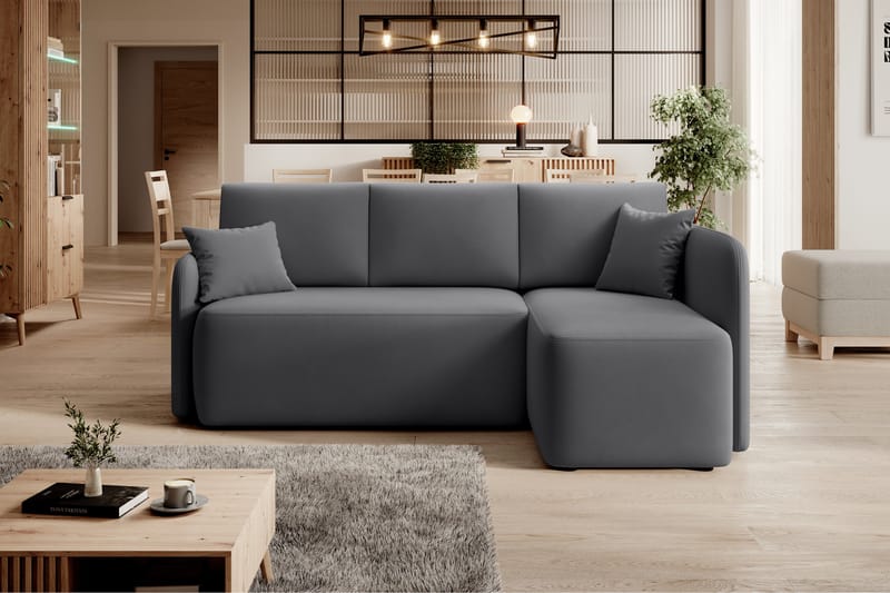 Hadson 3-seter Sofa med Sjeselong - Mørk grå - Møbler - Sofaer - Sofa med sjeselong