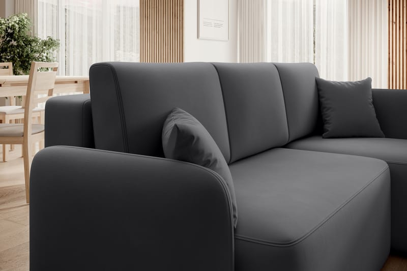 Hadson 3-seter Sofa med Sjeselong - Mørk grå - Møbler - Sofaer - Sofa med sjeselong