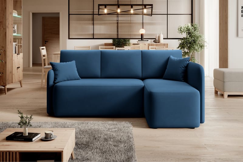 Hadson 3-seters Sofa med Divan - Blå - Møbler - Sofaer - Sofa med sjeselong