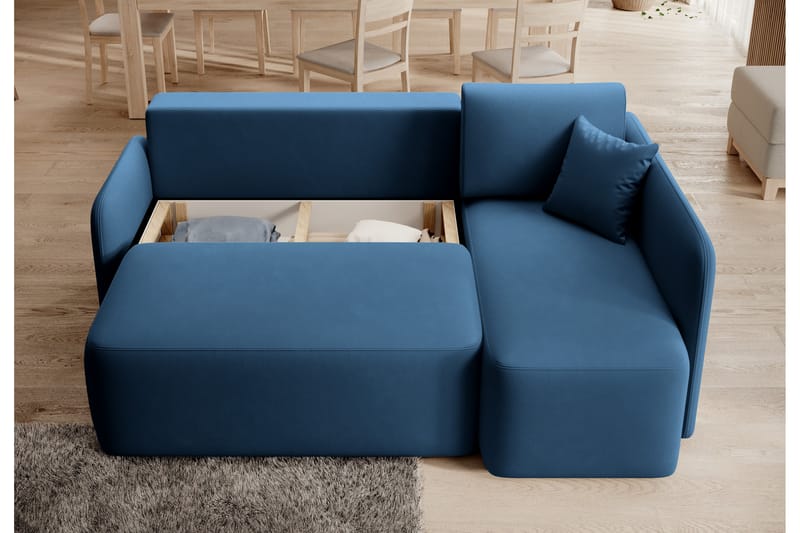 Hadson 3-seters Sofa med Divan - Blå - Møbler - Sofaer - Sofa med sjeselong