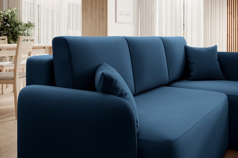 Hadson 3-seters Sofa med Divan - Blå - Møbler - Sofaer - Sofa med sjeselong