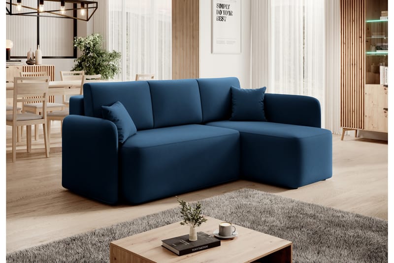 Hadson 3-seters Sofa med Divan - Blå - Møbler - Sofaer - Sofa med sjeselong