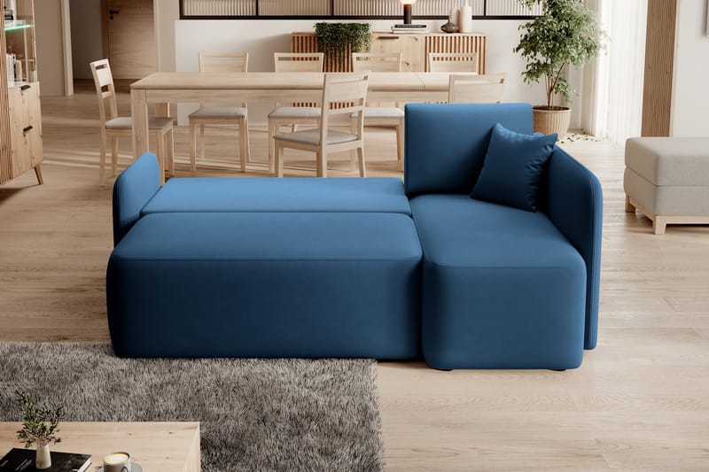 Hadson 3-seters Sofa med Divan - Blå - Møbler - Sofaer - Sofa med sjeselong