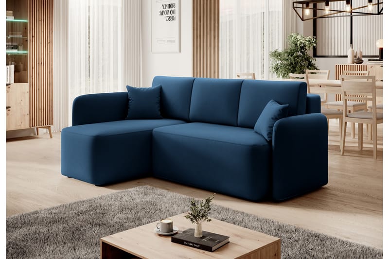 Hadson 3-seters Sofa med Sjeselong - Blå - Møbler - Sofaer - Sofa med sjeselong