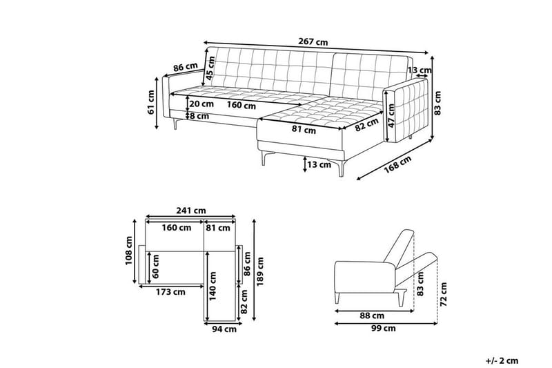 Aberdeen Hjørnesovesofa 267 cm - Rosa - Møbler - Sofaer - Sovesofaer