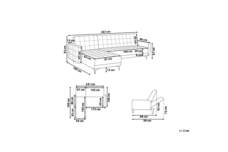 Aberdeen Hjørnesovesofa 267 cm - Rosa - Møbler - Sofaer - Sovesofaer