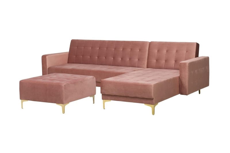 Aberdeen Hjørnesovesofa med Fotskammel 267 cm - Rosa - Møbler - Sofaer - Sovesofaer