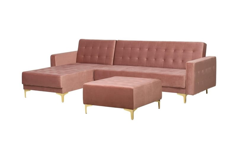 Aberdeen Hjørnesovesofa med Fotskammel 267 cm - Rosa - Møbler - Sofaer - Sovesofaer