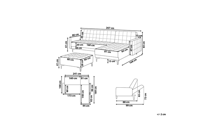 Aberdeen Hjørnesovesofa med Fotskammel 267 cm - Rosa - Møbler - Sofaer - Sovesofaer