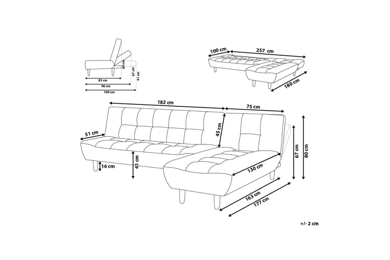 Alsten Hjørnesofa 182 cm - Grå - Møbler - Sofaer - Hjørnesofa