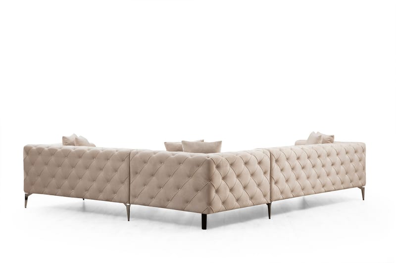 Beachport Stor Hjørnesofa 6-seters L-formet - Beige / Fløyel - Møbler - Sofaer - Hjørnesofa